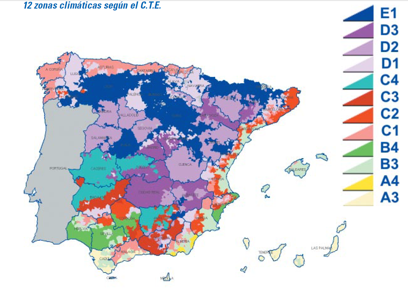 12 zonas climáticas CTE HE-1